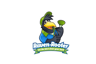 design drain cleaning plumbing company needs a mascot raven rooter  logo