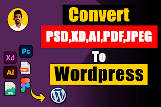 convert figma,PSD,xd,ai,PDF to wordpress using elementor