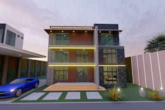 design realistic interior and exterior 3d model rendering