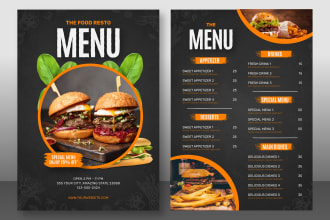 do awesome food menu or menu board and restaurant menu design in 24 hours