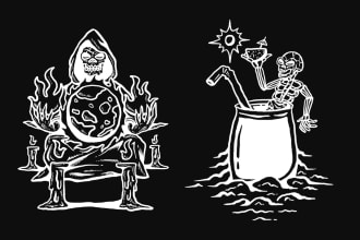 make a skull themed illustration tshirt streetwear design