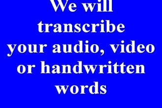 transcribe up to 5 minutes of audio, video, or handwritten words up to 5 pages