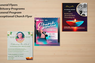 create funeral flyers, obituary programs, and exceptional church flyer