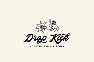 design drop kick cocktail bar and kitchen logo
