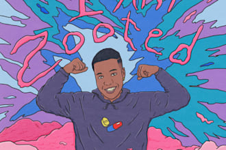 create dreamy colorful hip hop album cover or single