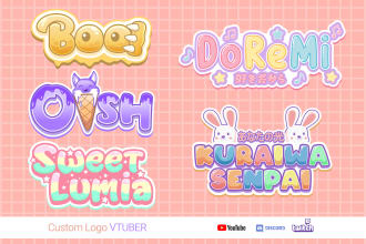 design a cute kawaii logo for vtuber, twitch and stream