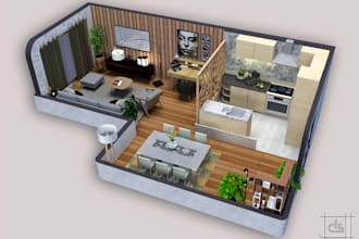 make architectural 3d floor plan isometric view