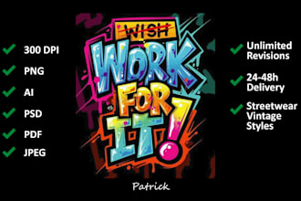 create trendy and retro t shirt designs for print on demand