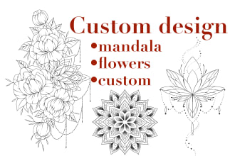 create tattoo design with mandala, flowers or custom