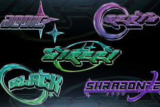 design y2k style chrome logo for your brand or clothing