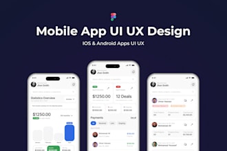 design mobile app UI UX and ios android app in figma