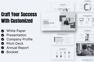 write and design white paper, presentation, company profile and pitch deck