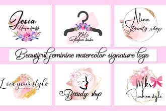 design watercolour feminine hand drawn signature business logo
