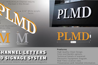 design professional 3d signage with technical details