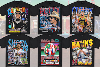 design a unique vintage style bootleg rap tee for you