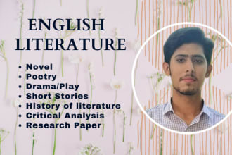 assist in english literature, literary analysis, poetry, plays, and novel