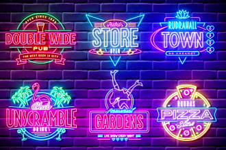 create a stunning 3d neon logo or neon sign and neon light effect design