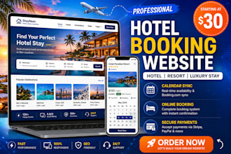 build a professional hotel booking website with online reservations