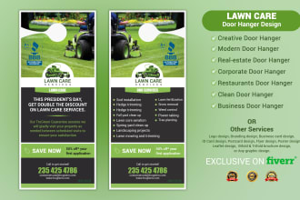 design perfect lawn care, door hanger, and postcard, for you