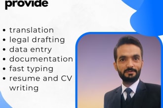 provide legal drafting translation fast typing of both english and urdu
