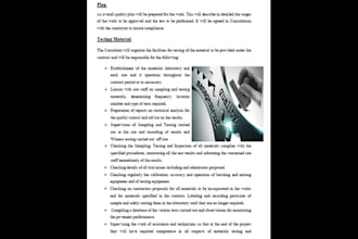 create inspection and testing plan method statement progress reports etc