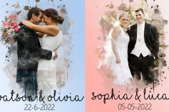 create beautiful wedding, anniversary gift watercolor art