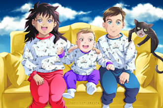 create pro anime illustration for children book and cover