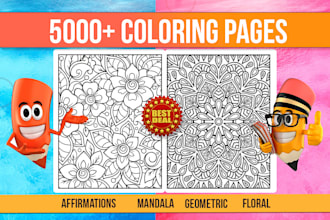 give 5000 floral and mandala adult coloring book pages 4 kdp