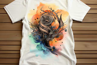 draw custom graphic watercolor t shirt design clothing design