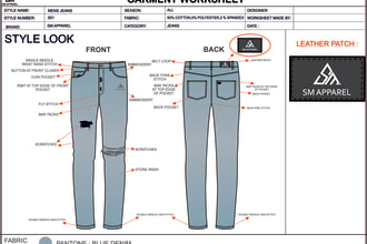 design flat sketches and tech pack for fashion design