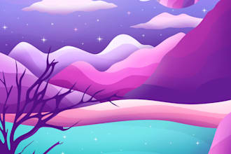 make a simple colourful landscape in my style