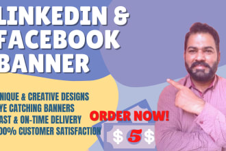design linkedin banner and facebook cover photo in 12 hours