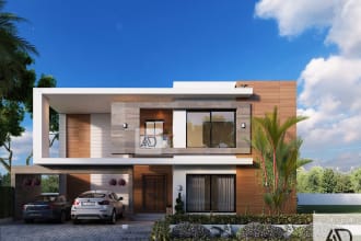 create house exterior design, and realistic 3d render