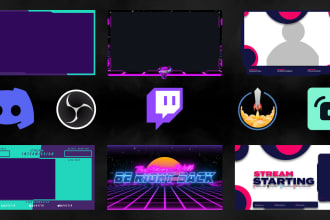 design custom animated twitch overlays, discord server, and setup alerts