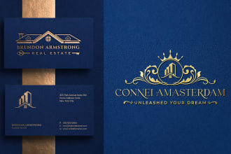 do minimalist property realtor luxury real estate logo design with branding