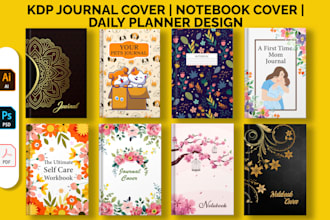 design amazon KDP journal notebook daily planner ebook coloring book cover