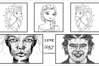 draw custom line art illustration and coloring book for kids