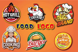 create a fast food logo , coffee, restaurant , bbq