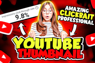 design attractive clickbait amazing youtube thumbnail in 3hr