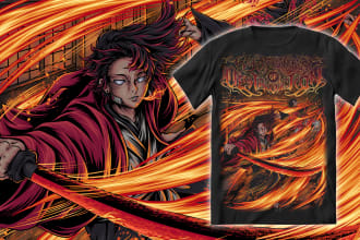 draw dark art badass anime fanart t shirt design or merch