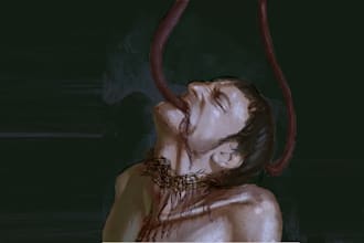 create nsfw gore bloody dark art painting