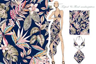 create luxry print tropical  floral design pattern
