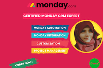 setup monday crm project management board, automation, integration