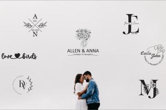 do custom wedding logo, beautiful initials, monogram, photography, signatures