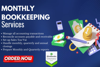 help in financial management or monthly bookkeeping and accounting in quickbooks
