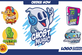 design cartoon logo, funny mascot, animal and food character or illustration