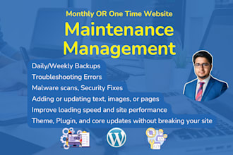 provide wordpress website maintenance, updates, support, management, fix errors