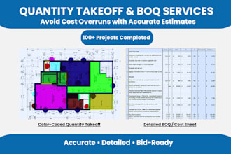 provide quantity takeoff, boq, material takeoff and cost estimation