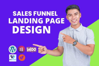 design wordpress sales funnel with landing page using  cartflows, woofunnels