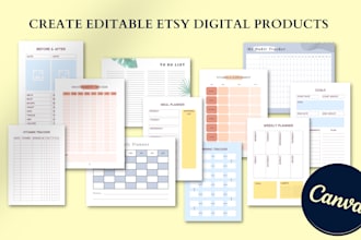create editable habit tracker, planner, calendar, journal on canva